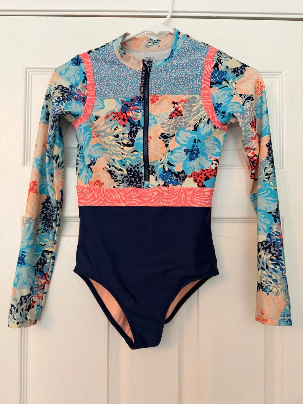Athleta Girl Long Sleeve One-Piece Swimsuit - Navy & Floral